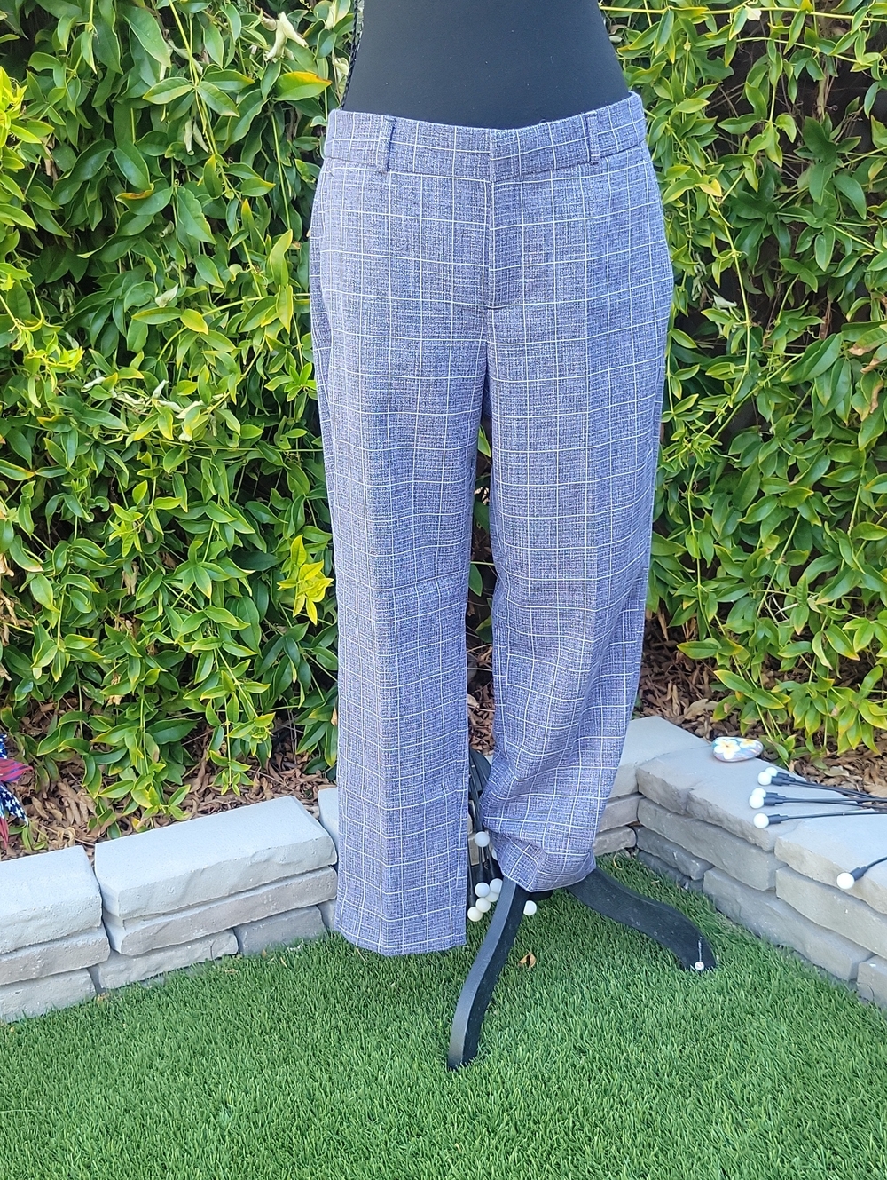 Banana Republic Women's Avery Black/Gray and White Plaid Cropped Pants 8P